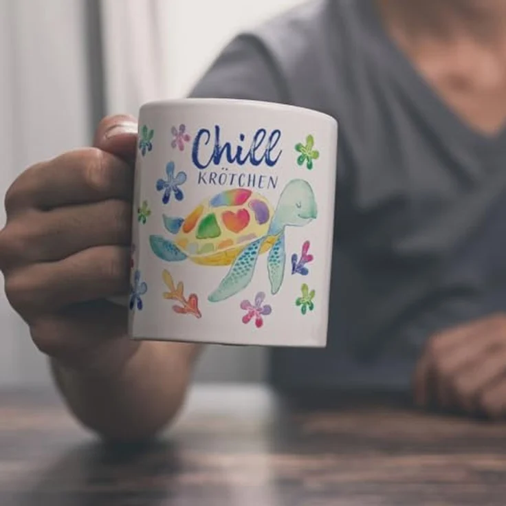 speecheese Tasse Schildkröte Kaffeebecher mit Spruch Chillkrötchen – Bild 2