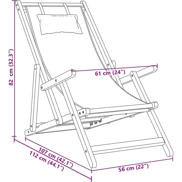 vidaXL Strandstuhl Klappbar Blattmuster Massivholz Eukalyptus Stoff 366562 – Bild 10