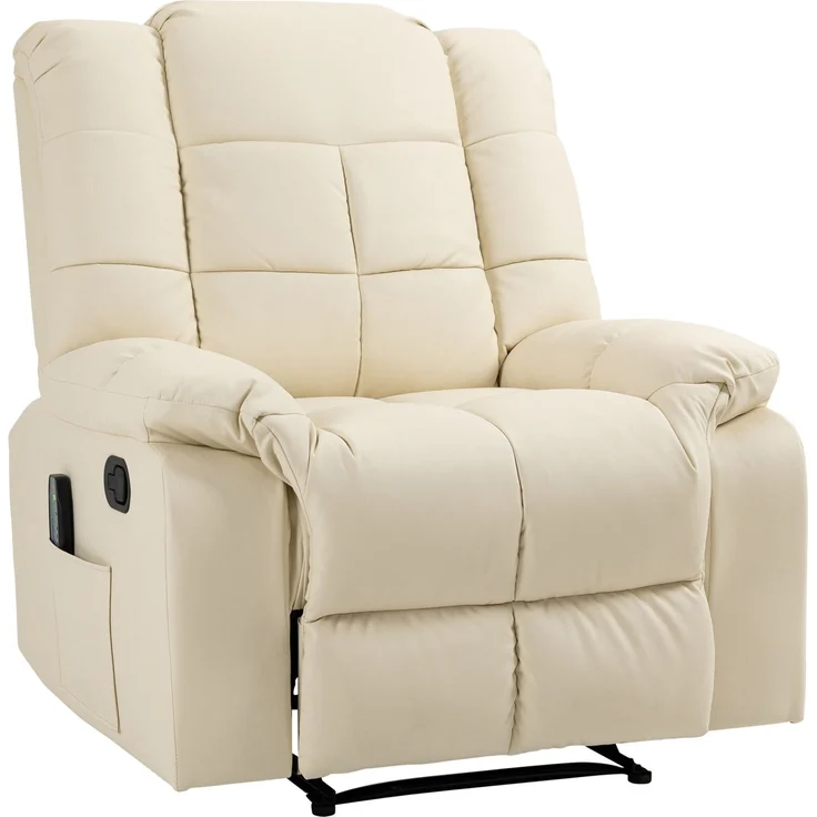 Massagesessel aus Kunstleder mit 8-Punkt-Massage, 94x99x99 cm, Cremeweiß – Bild 3