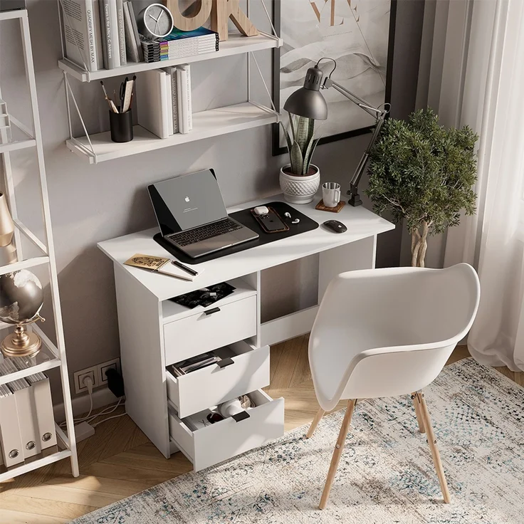 Schreibtisch Meiko Weiß 105 x 50 cm mit Schubladen Vicco – Bild 6