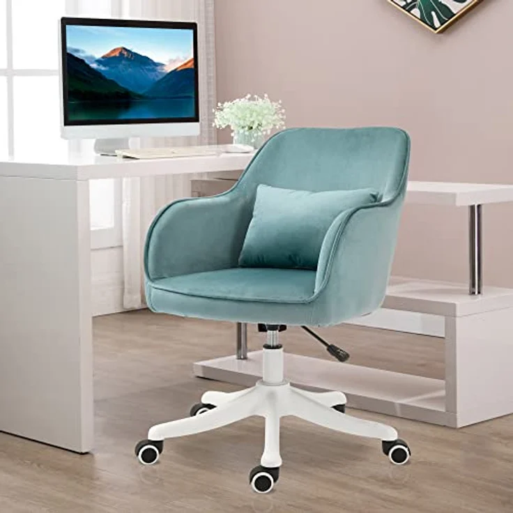 Vinsetto Massage-Drehstuhl, grüner Bürostuhl mit Lendenkissen und USB-Vibrationsfunktion, 70x86x57 cm – Bild 2