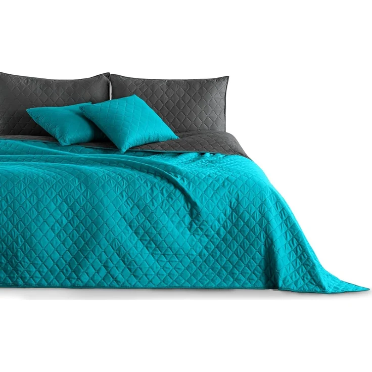 DecoKing Tagesdecke 260x280 cm Petrol Graphit grau Bettüberwurf zweiseitig pflegeleicht Axel – Bild 1