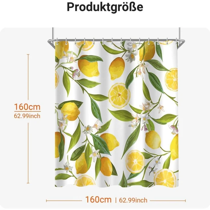 Duschvorhang Zitrone Blatt 240x180cm Antischimmel, Wasserabweisend – Bild 2