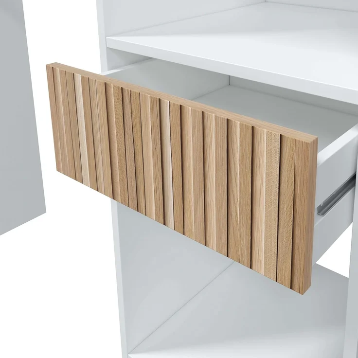 Habitdesign, Kleiderschrank– moderner Schlafzimmerschrank / Ankleideschrank in Artik weiß und Eiche Natur, viel Stauraum, Maße: 190 x 187 x 40 cm (B x H x T), Modell Ethna – Bild 4