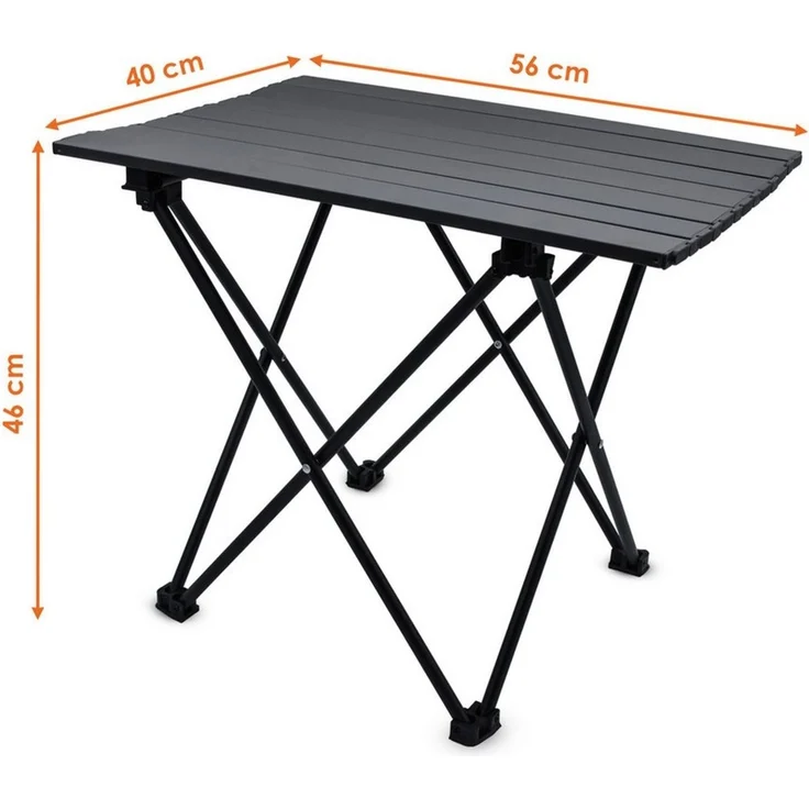 Spetebo Campingtisch Klapptisch schwarz mit Tragetasche - mit einrollbarer Tischplatte (Anzahl, 1-St, Stück), platzsparend verstaubar