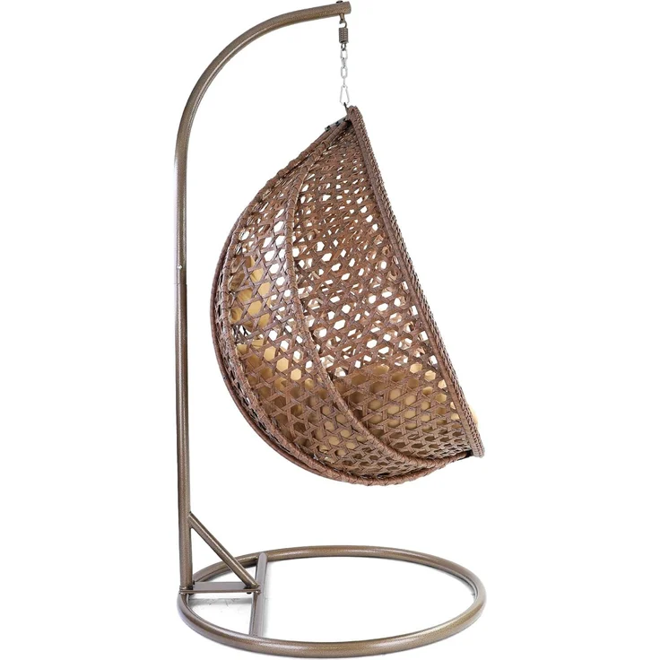 Luxus Hängesessel Style XXL Korb Gestell Braun mit Relaxkissen Braun – Bild 2