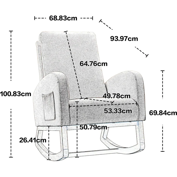 Mid-Century Schaukelstuhl Weiß aus Teddy, hohe Rückenlehne, 69x94x101 cm – Bild 10