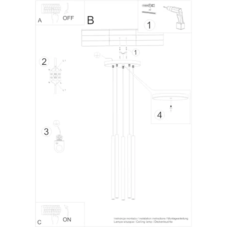 Sollux Lighting Pendelleuchte PASTELO 5P, weiß, 5xG9, 8W, Stahl, 110x25x25cm, modernes Design für Wohnzimmer und Esszimmer – Bild 6