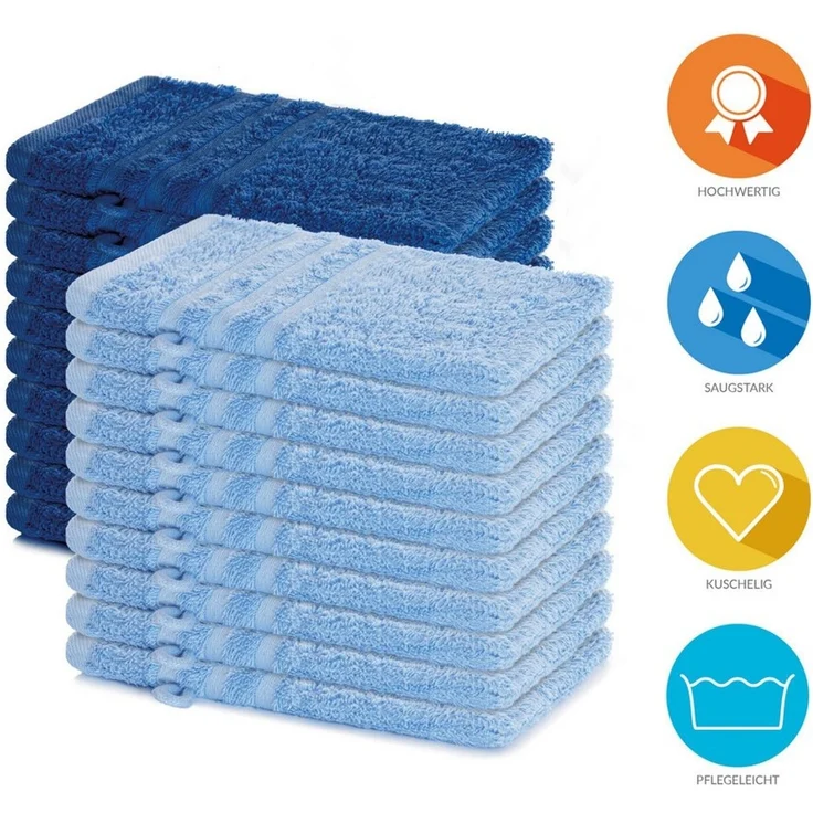 Lavea Waschhandschuh 20er Set Waschhandschuhe, 15 x 21 cm, Elena-Frottierserie, Waschlappen, (20-St), 500 g/m² Frottier, weich & saugstark, pflegeleicht – Bild 2