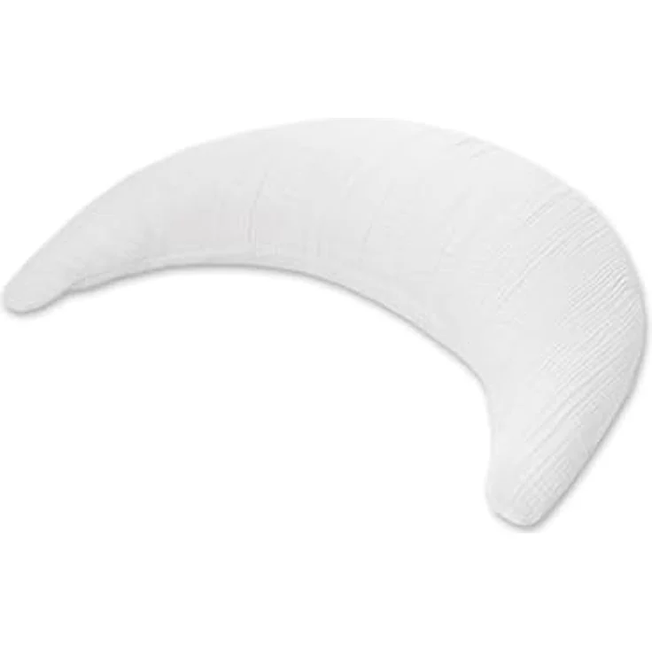 Theraline Stillkissen Der Musselinmond, ergonomisches Kissen mit feiner Perlen-Füllung, Bezug 140 cm, Lichtgrau – Bild 1