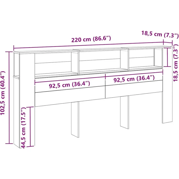 vidaXL Kopfteil Schrank Artisan-Eiche Holzwerkstoff 102,5 x 220 x 18,5 cm Braun – Bild 10