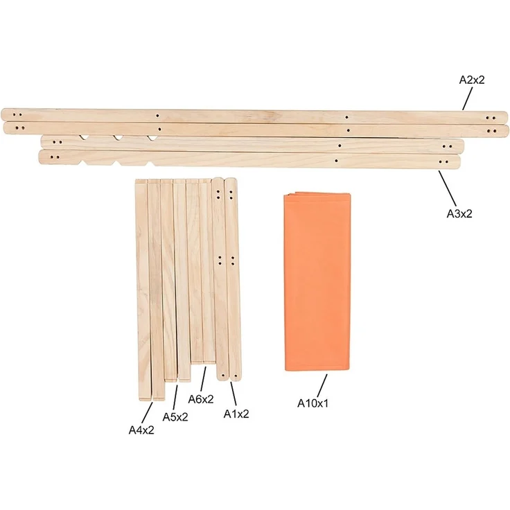Sonnenliege Orange Strandmöbel Campingstuhl Holz klappbar Faltsitz Balkonsessel – Bild 5