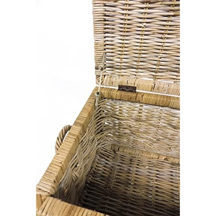 Kobolo Truhe Sitztruhe aus Rattan mit Griffen Kubu Grau 70 cm (1 St), mit Stauraum – Bild 6