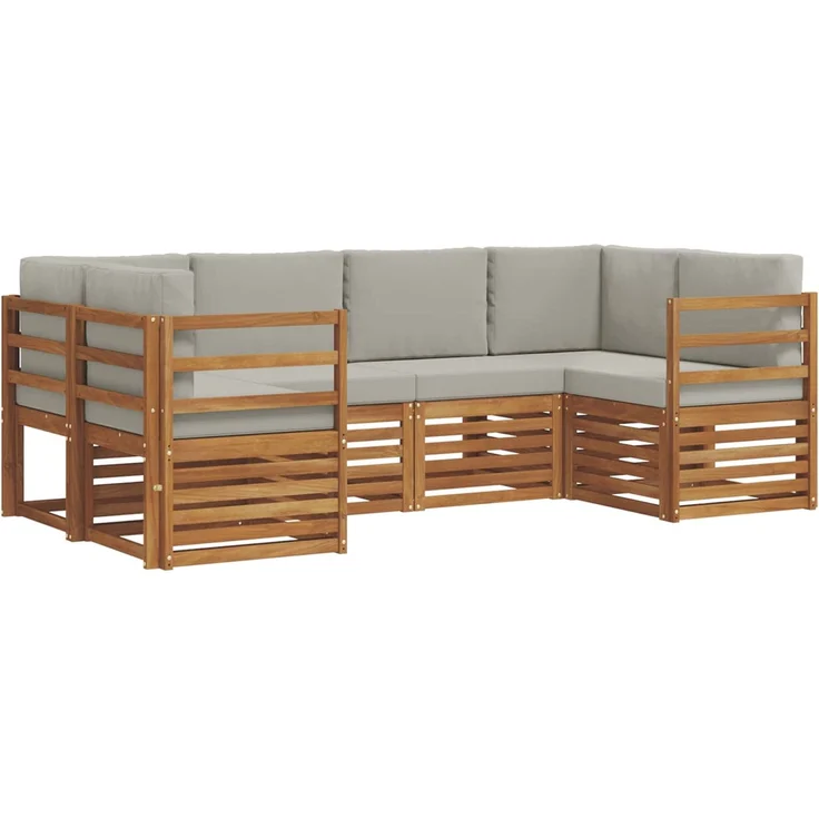 vidaXL Outdoor-Sofagarnitur 6 stk. 6-Sitzer Natur und Hellgrau 3375351 – Bild 2