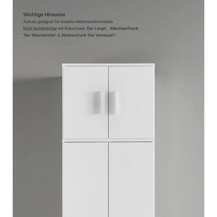 mokebo Mehrzweckschrank Der Extralange Made in Germany, Aktenschrank, Flurschrank, Schuhschrank in Weiß – Bild 2
