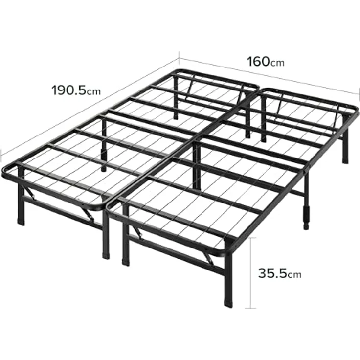 Zinus SmartBase Klappbett 160x190 cm – Höhe 35 cm – ideal als Gästebett – mit Stauraum unter dem Bett – Metallbett – Schwarz – Bild 3