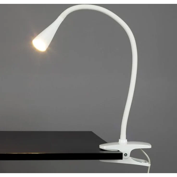 Lindby Klemmleuchte "Baris", Metall, weiß, 44 cm Höhe, LED, 3000K, mit Schalter – Bild 3
