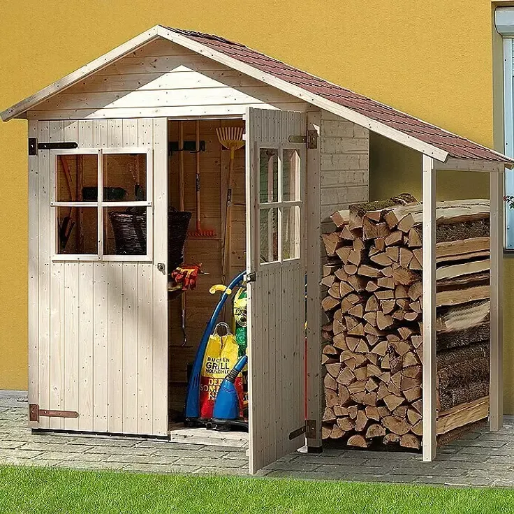 Weka Gartenschrank 351 A, Gartenschrank mit Schleppdach, 87 x 224 cm, Wandstärke 14 mm, ideal für Gartenutensilien und Holzlager