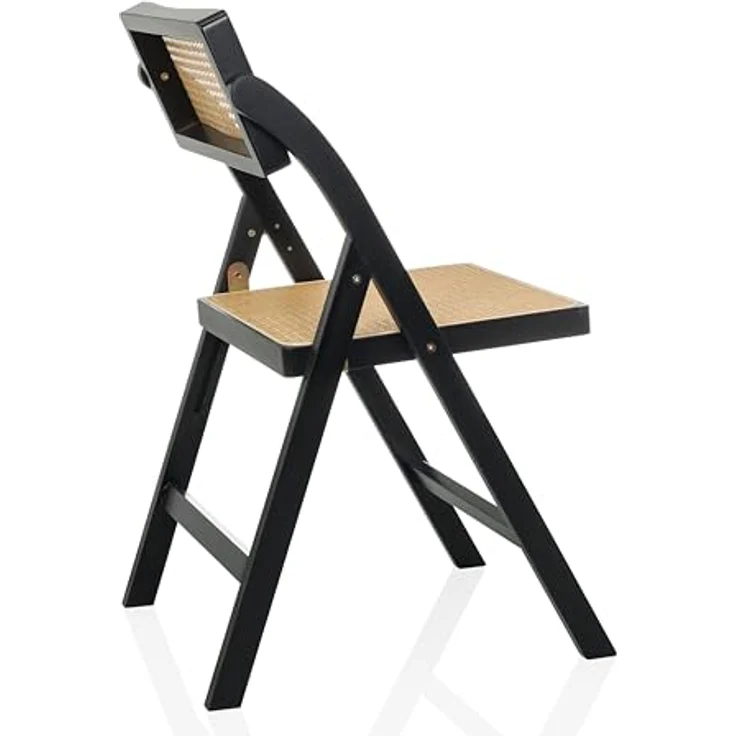 hjh LIVING Klappstuhl aus Bambus mit Wiener Geflecht TUDELA Bamboo Holzklappstuhl, Klappbarer Stuhl, 130kg belastbar, 360° drehbarer Rückenlehne, Schwarz/Braun – Bild 6