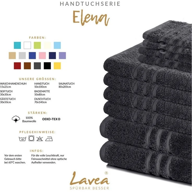 Lavea Badematte 4er Set Badeteppiche Elena Frottee 50x80 cm Badvorleger, 100% Baumwolle, 500 g/m² Frottier, weich & saugstark, pflegeleicht – Bild 2