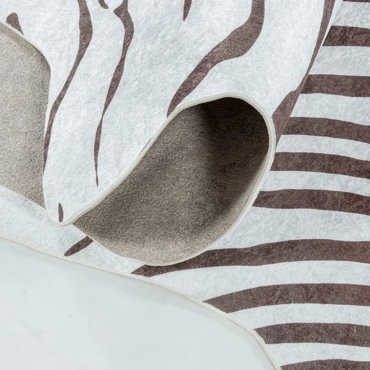 Carpettex Fellteppich Tigerfell imitat, Rund, Höhe: 7 mm, Fellteppich Kuhfell Tigerfell imitat Digitaldruck Waschbar Rutschfest – Bild 3