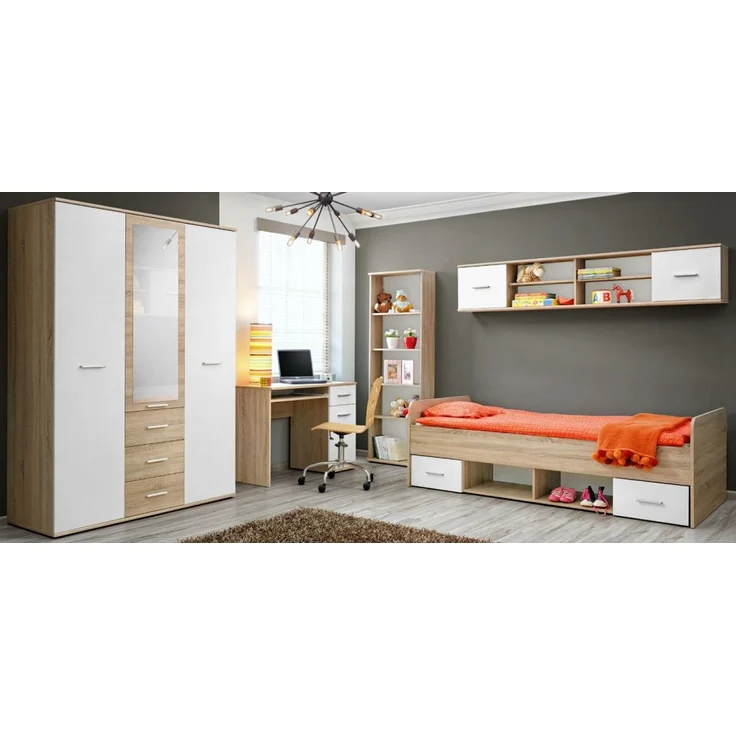 Kinderzimmer / Jugendzimmer Superior in weiß und Eiche 5-teilig – Bild 1
