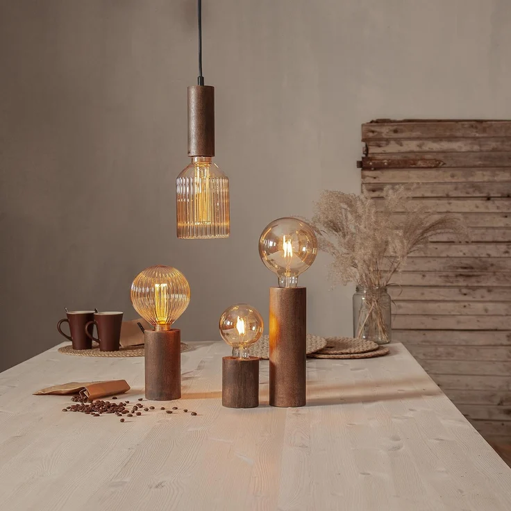 Lampenaufhängung ,Tub' aus Holz, E27 Fassung, 3,5m Kabellänge, mit Stecker – Bild 4