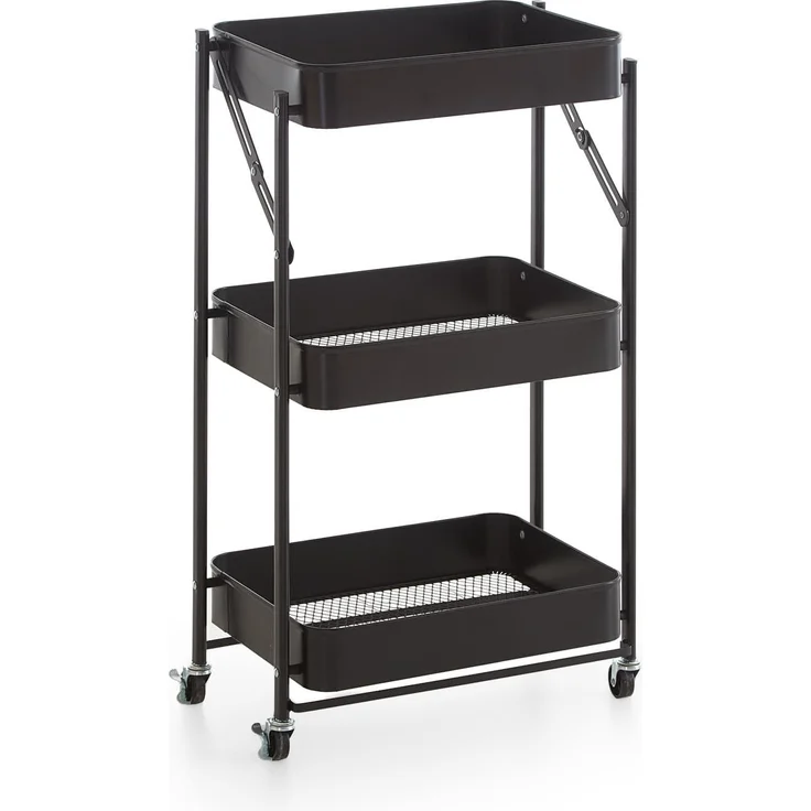 Homes & Jones Küchentrolley Bastian 31x44x78 cm aus schwarzem Metall - Rollwagen mit 3 Ablagen - Moderner Servierwagen für Küche, Essbereich & Haushalt - mobil, platzsparend – Bild 9