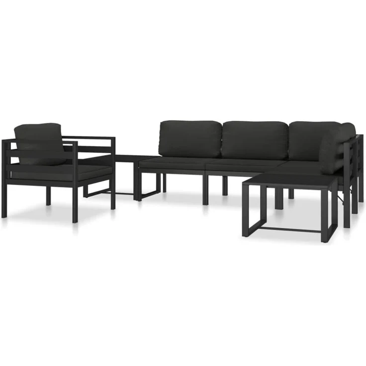 vidaXL Modular-Sofa-Eckteil 1 Stk. mit Kissen Aluminium Anthrazit 49239 – Bild 2
