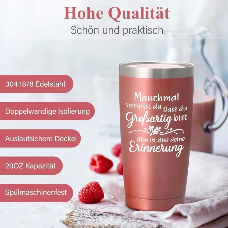 Livole Geschenk Frauen Freundin Geburtstag 20oz Thermobecher Roségold – Bild 2