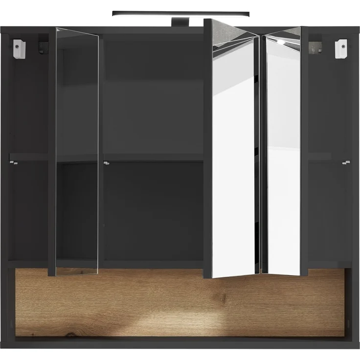 Badezimmerspiegelschrank >Liguria< in Anthrazit / Evoke Eiche - 80x72x21 (BxHxT) – Bild 5