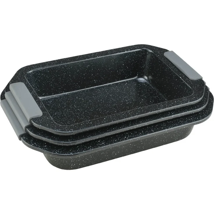 Royalty Line Auflaufform 3er Auflaufform Backform Ofenform Silikongriffe Antihaft, Stapelbar, Aluminium – Bild 1