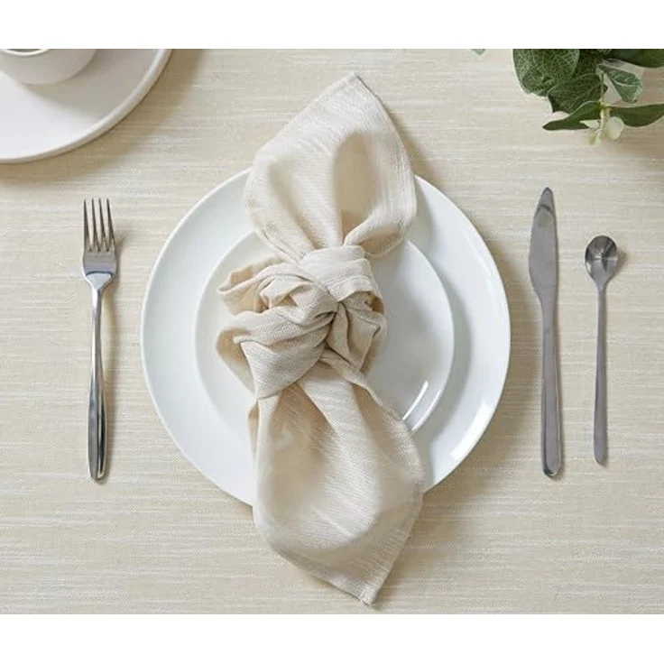 Laura Ashley Arabesque Luxuriöse Schimmernde Stoff-Tischdeckenservietten für formelle Abendessen, Urlaub, Hochzeit oder Party, Set mit 6 Servietten, Gold – Bild 3