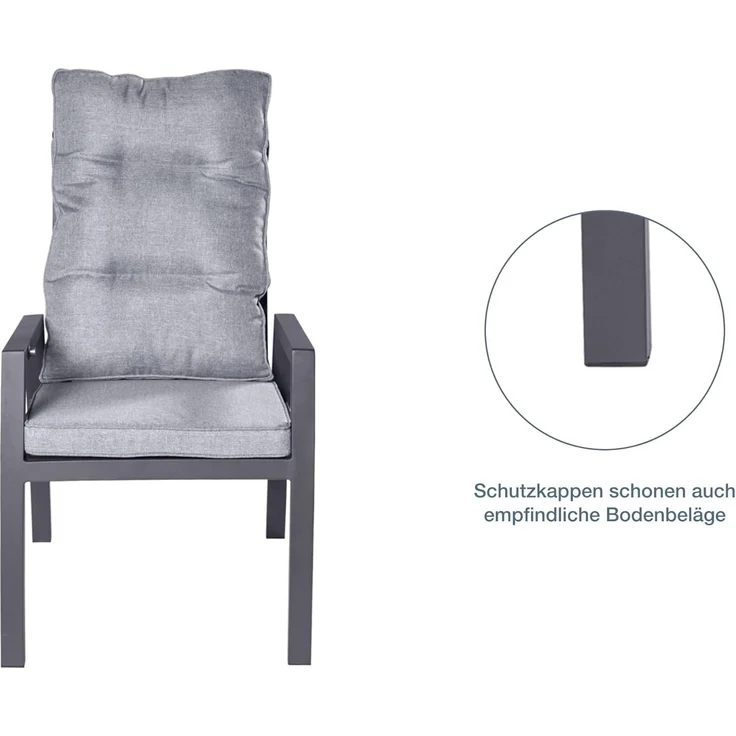 BONDINO II Gartenstuhl, anthrazit, Aluminium-Gestell, inklusive Kissen – Bild 7