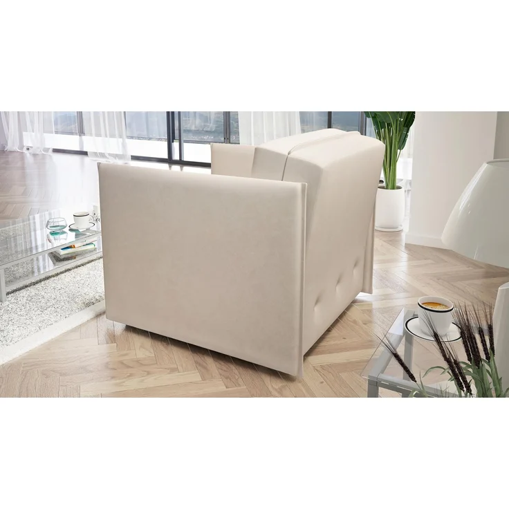 Wohnero24 Design Schlafsessel NESSA 1 - Komfortbett 80x195 cm - mit Bettkasten - Creme – Bild 4