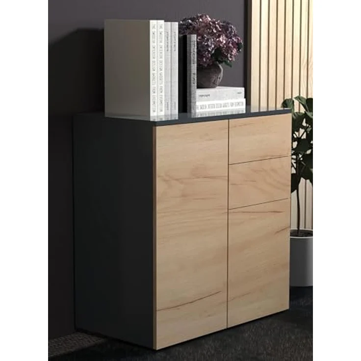 VCM Kommode & Sideboard Dalosa 918339 Anthrazit / Honig-Eiche H. 77 x B. 70 x T. 39cm – Bild 3