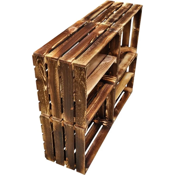 Obstkisten Weinkisten Holzkisten Kisten Geflammt 50 x 40 x 30cm 4er Set – Bild 3