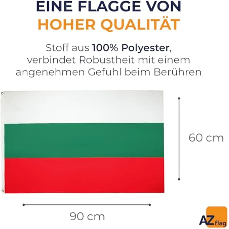 AZ FLAG - Flagge Bulgarien - 90x60 cm - Bulgarische Fahne 100% Polyester mit Messing-Ösen - 50g – Bild 2
