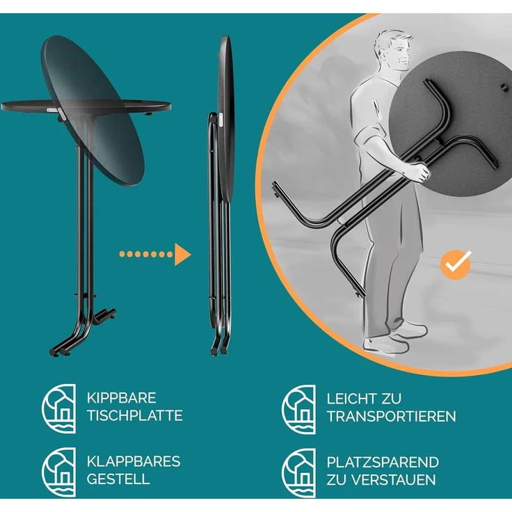 Casaria® Stehtisch mit Husse 70 cm Klappbar Bordeaux-Rot Rund Holz Metall Pulverbeschichtet Wetterfest Hoch Set Hochzeit Bistrotisch Bar Party Tisch – Bild 6