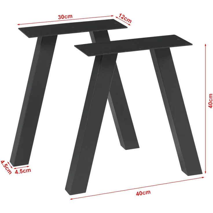 Tischgestell 2er Set Heustreu 40x40cm Schwarz [en. casa] – Bild 3