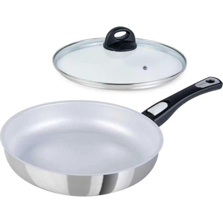 Genius Bratpfanne Cerafit Steel Pfanne 28 cm mit Antihaftbeschichtung Induktion, Aluminium (1 Bratpfanne 1 Deckel) – Bild 1