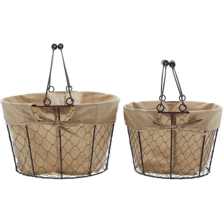 2er Set Füllkorb Flechtkorb Dekokorb Tischdeko Landhaus Korb