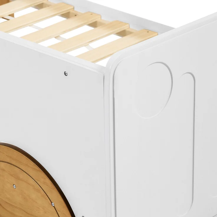 Kinderbett Auto-Design aus Holz mit Seitenschutz, stabilem Rahmen, dekorativem Kopfteil, spielerischem Look – Bild 10