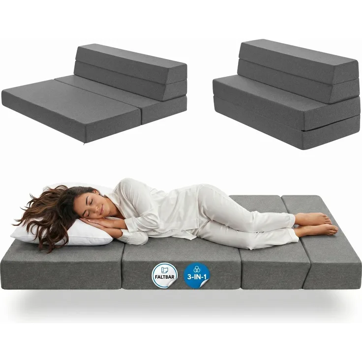 Arensberger Multifold Klappmatratze 140x200 cm, 15 cm hoch – Gästebett klappbar, Faltmatratze & Campingmatratze, Klappsofa, Gel Foam, OEKO-TEX 100