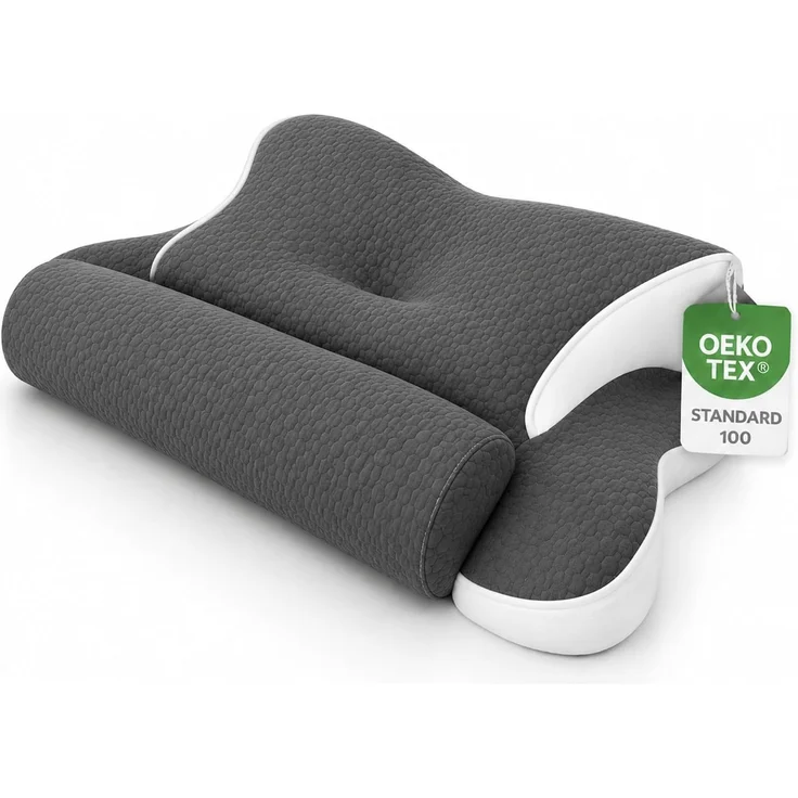 EXKLUSIV HEIMTEXTIL Ergonomisches Nackenstützkissen für Rücken, Seiten & Bauchschläfer - Memory Foam - hautfreundlicher Bambus Bezug - OEKO TEX® zertifiziert - 2in1 Funktion – Bild 2