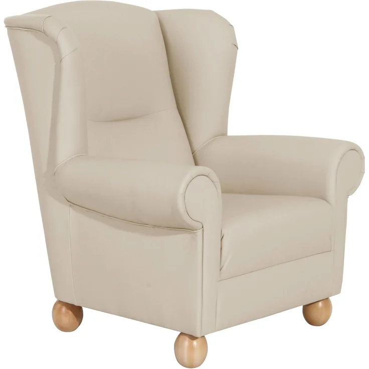Ohrenbackensessel Kasha Bezug Kunstleder Buche natur / beige 22287