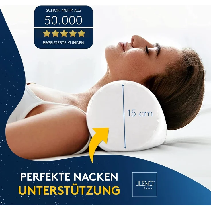 LILENO HOME Nackenrolle 15x40 (4er Set) – 95 °C waschbar, Oeko-Tex, Made in DE – Allergiker Kissenrolle für optimale Entspannung & Entlastung – Ideales Nackenrolle Kissen für Rücken & Nacken – Bild 2