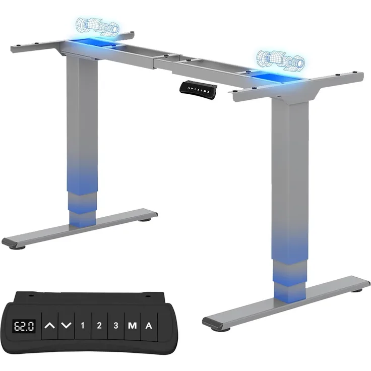 Flexispot EC5S Höhenverstellbarer Schreibtisch Elektrisch höhenverstellbares Tischgestell, 3-Fach-Teleskop, passt für alle gängigen Tischplatten. Mit Memory-Steuerung und Softstart/-Stop (Grau)