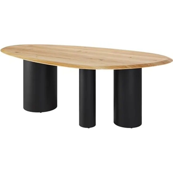 Esstisch Edge Oval 220x120x2,5 Eiche Natur Troa Metall Schwarz Flow-Edge