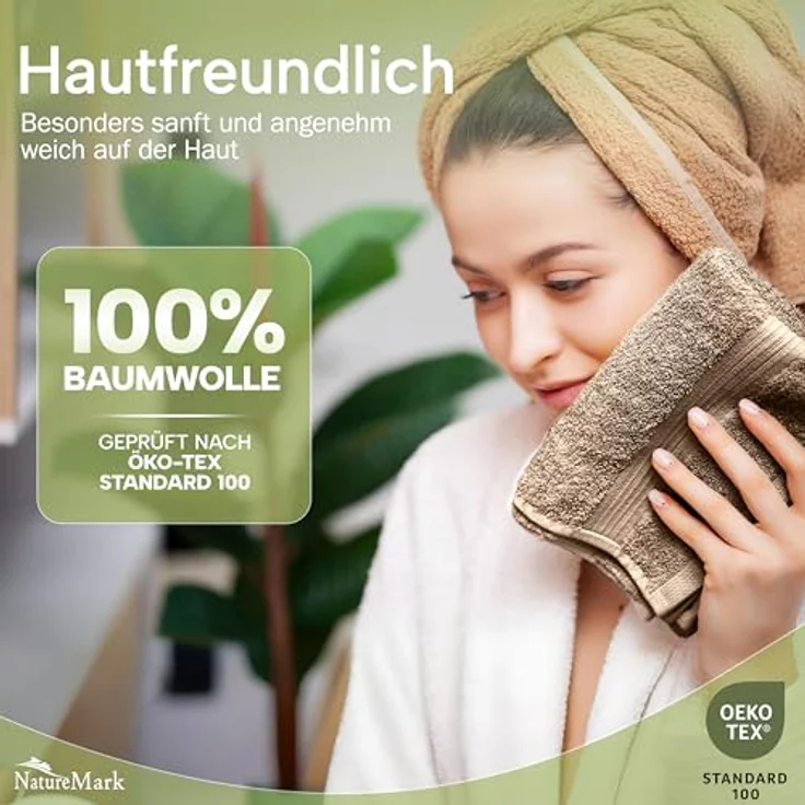 NatureMark 12er Pack Gästetücher Premium Qualität 30x50 cm GÄSTEHANDTUCH Frottiertuch-Set 100% Baumwolle Farbe: Sand/Beige – Bild 7